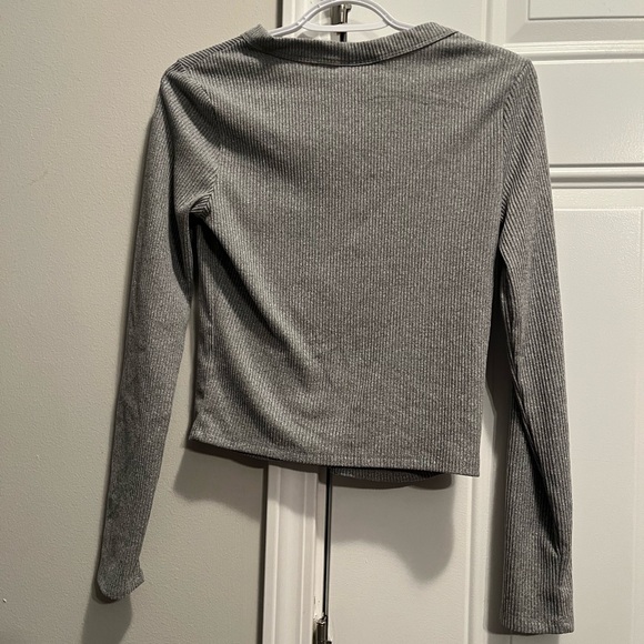 VTG Y2K Self Esteem Grey Ribbed Light Weight Cardigan Sweater Small 90s Grunge - Picture 4 of 4